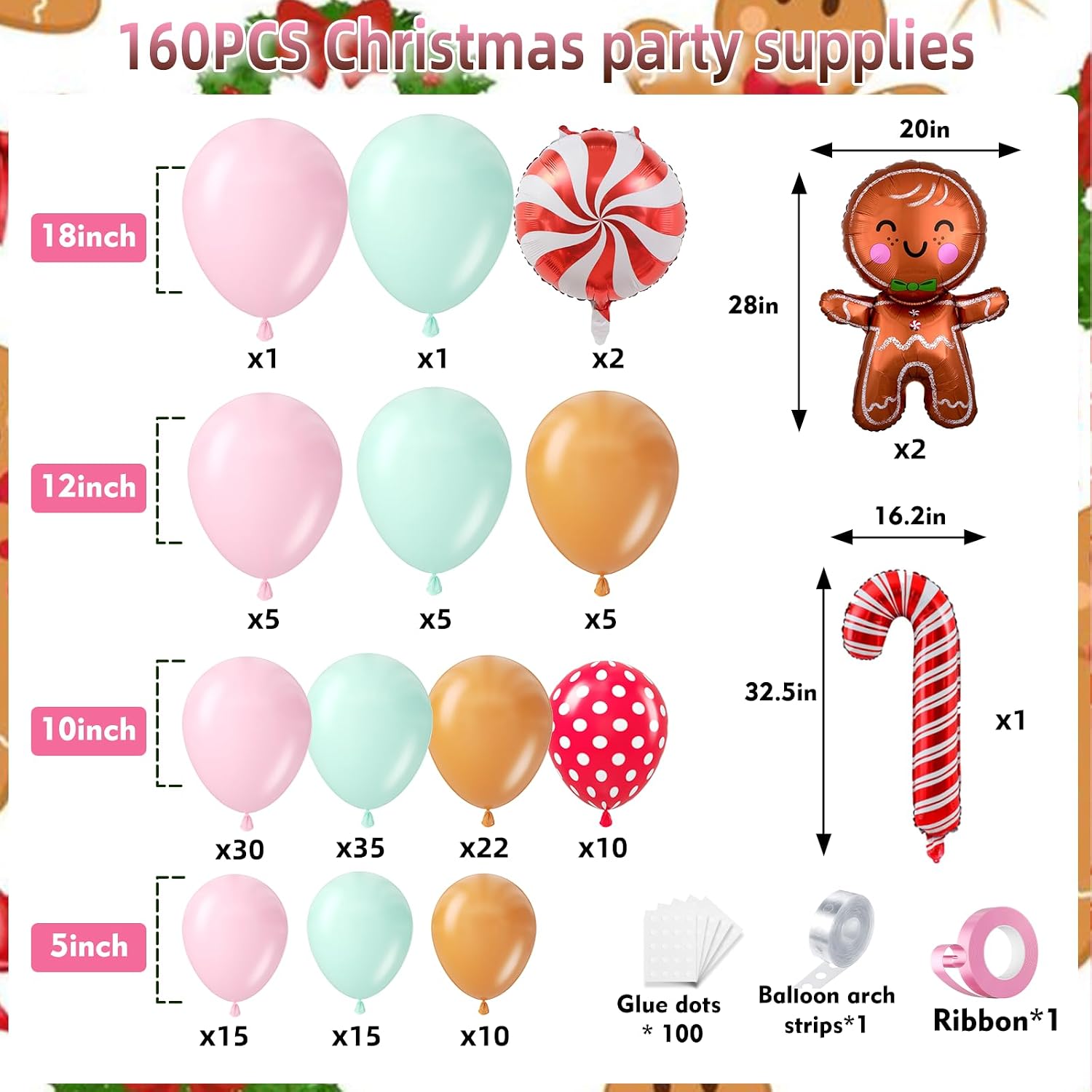 160Pcs Christmas Balloon Arch  - Balloon Arch Kit 评论和价格