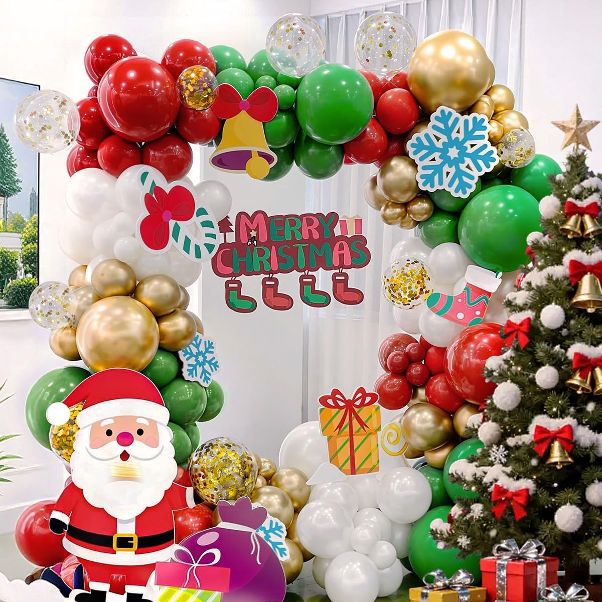 Red White Green and Gold Ballo - Balloon Arch Kit 评论和价格