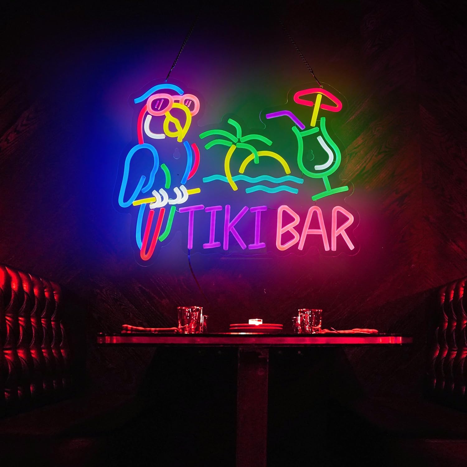 Tiki Bar Parrot Palm Tree Neon - Neon Sign Party 评论和价格