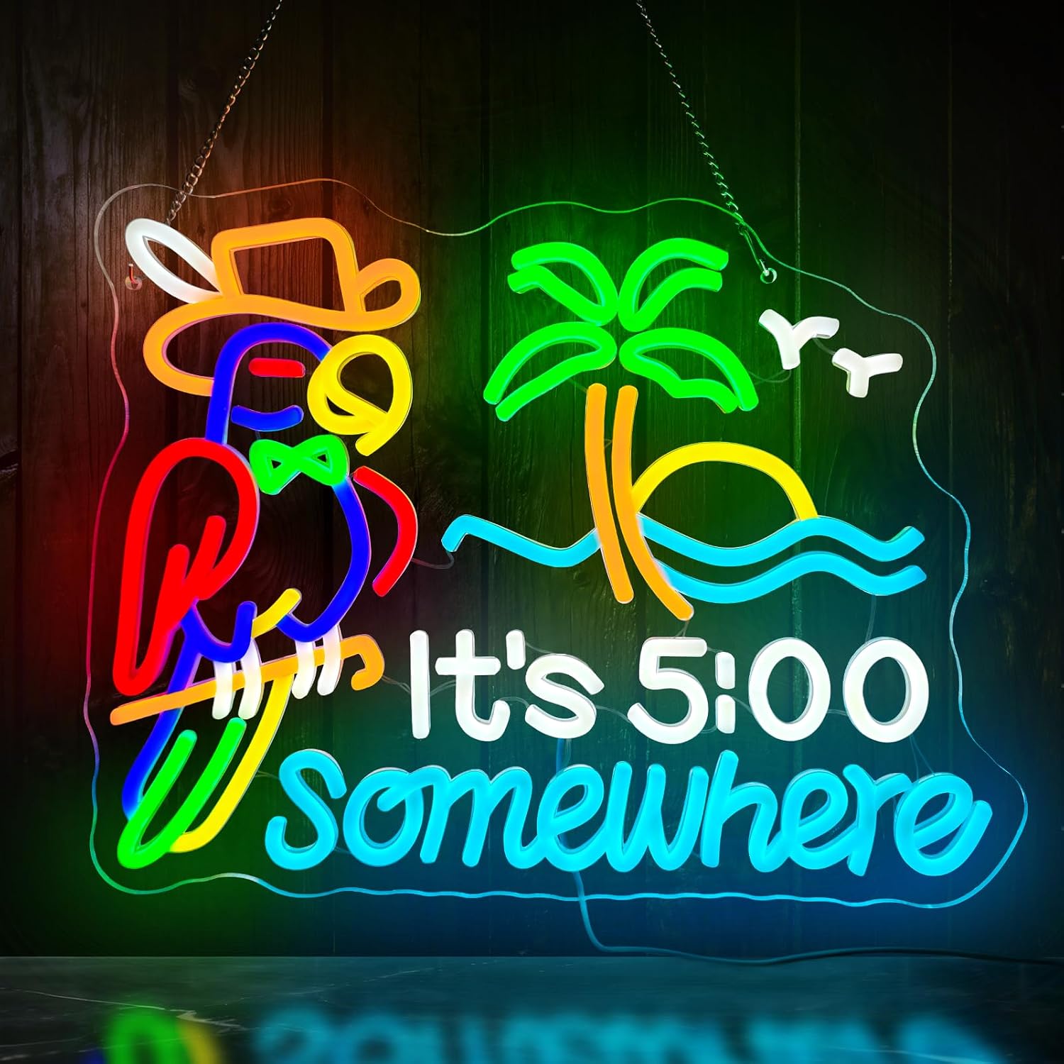 Tiki Bar Parrot Palm Tree Neon - Neon Sign Party 评论和价格
