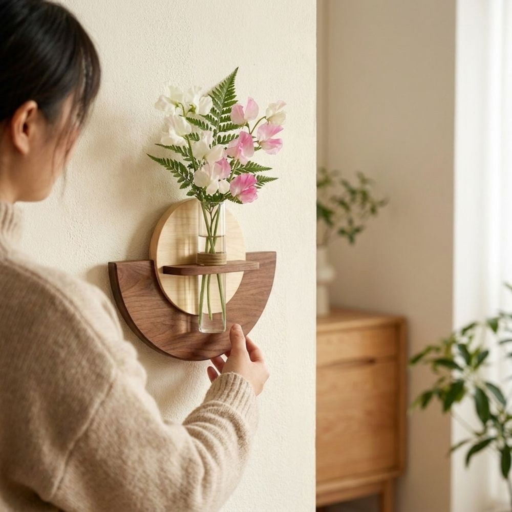 Oval Wood Wall Mount Flower Sh - Flower Wall Panel 评论和价格
