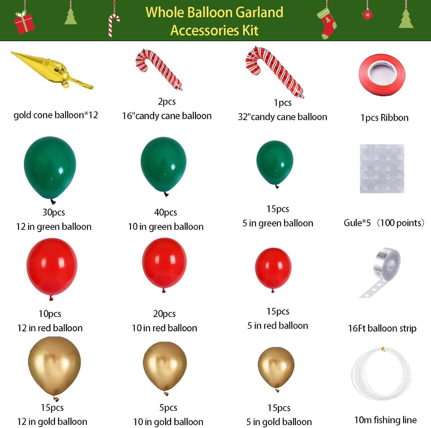Christmas Balloons Garland Arc - Balloon Arch Kit 评论和价格